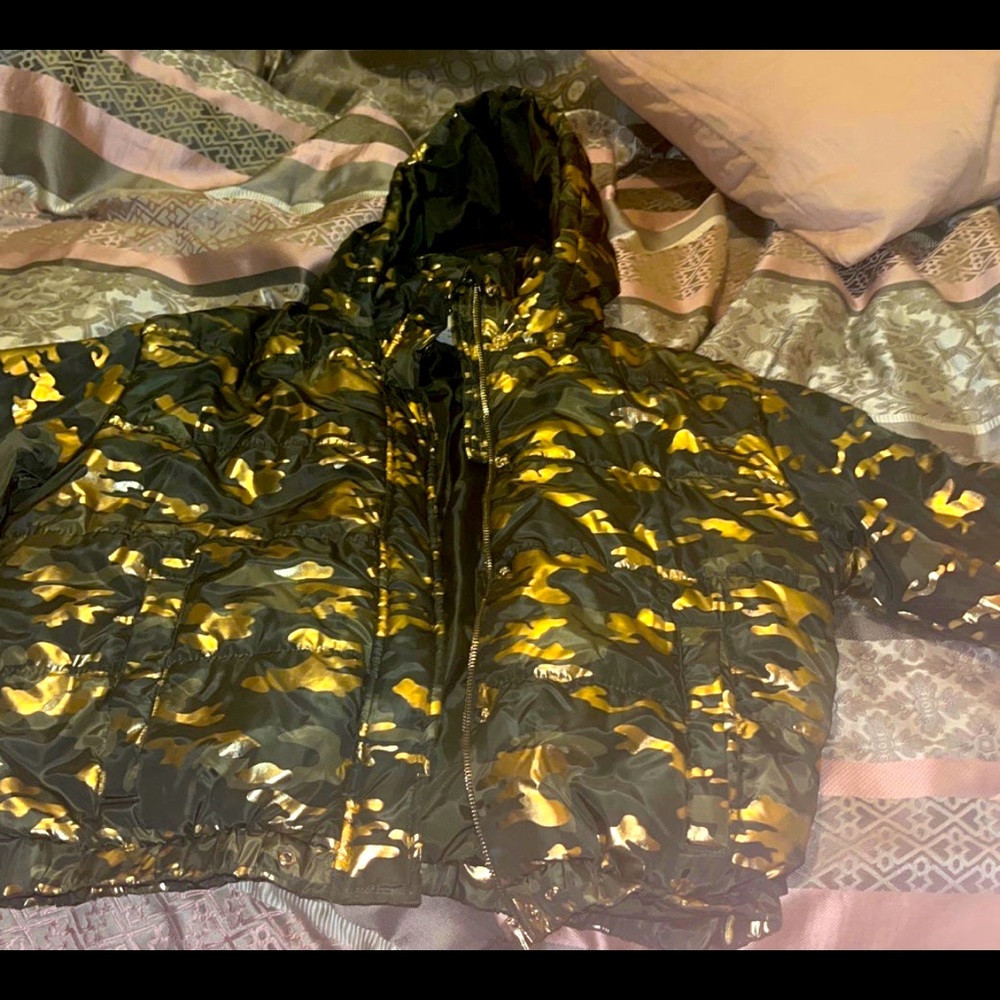 Gold Camo Puffer Jacket